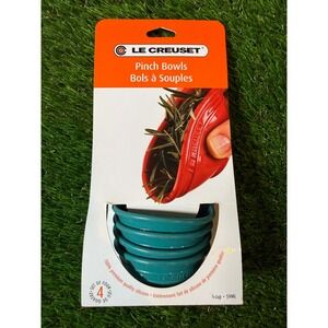 Le Creuset Pinch Bowls Set of 4 Teal Silicone Premium Quality 1/4 Cup NEW3